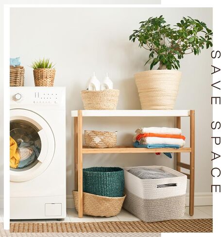 Geetery 6 Pack Woven Basket for Storage Woven Baskets for Organizing Decorative Storage Baskets Storage Bins Cotton Rope Storage Basket for Shelves, Nursery, Playroom and Classroom in Saudi Arabia