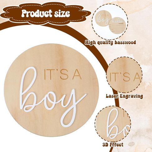 3pcs Wooden Newborn Announcement Sign, Its a Boy Its a Girl Hello World Boho Gender Reveal 5.9in Birth Welcome Birth Name Plaques for Hospital Nursery Baby Shower He She Photography Prop in Saudi Arabia