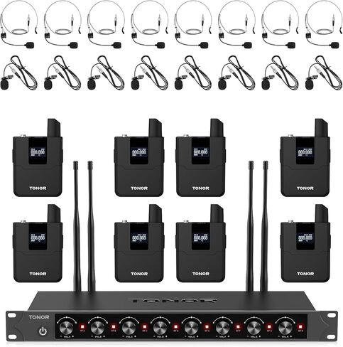 نظام ميكروفونات لاسلكية TONOR مع 4 × 10 قنوات ميكروفونو Inalambrico لاسلكي محمول، نطاق UHF 200 قدم، ميكروفونات مع نقل إشارة ثابتة للكاريوكي الغناء وحفلات الكنيسة وحفلات الزفاف ومكبر صوت PA in Kuwait