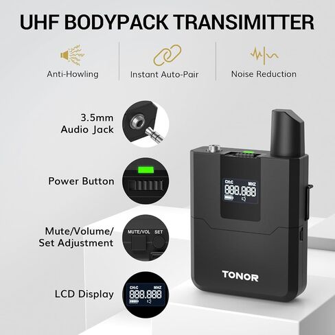 نظام ميكروفونات لاسلكية TONOR مع 4 × 10 قنوات ميكروفونو Inalambrico لاسلكي محمول، نطاق UHF 200 قدم، ميكروفونات مع نقل إشارة ثابتة للكاريوكي الغناء وحفلات الكنيسة وحفلات الزفاف ومكبر صوت PA in Kuwait