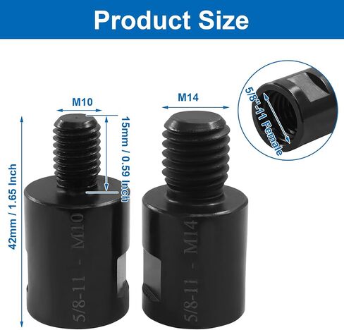 مجموعة محول طاحونة Hitefu 2 PCS ، 5/8 "-11 أنثى إلى M10/M14 محول طاحونة زاوية الذك in Saudi Arabia