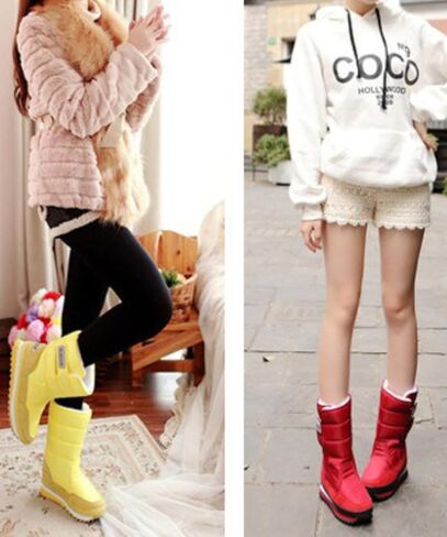 ZQW Winter Winter Snow Boots Fucal Faux Fucl -Clined Hook و Loop Boots Boots Critproof Platform أحذية خارجية للتزلج على التزلج in Kuwait