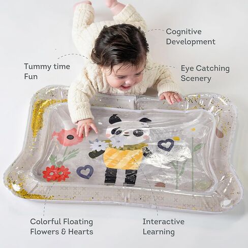 TAF Toys Tummy Time Mater Mate للأطفال - تحفيز حصيرة ماء الأطفال ، حصيرة حسية للوقت مع ألعاب عائمة - حصيرة وقت البطن ، حصيرة مياه مميزة للأطفال ، ألعاب الرضع (باندا بلوم) in Kuwait