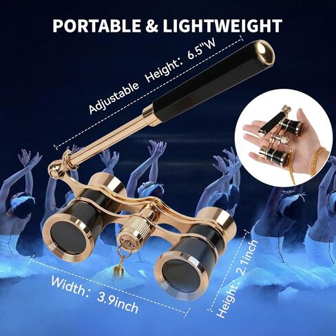 3X25 Opera Glasses Binoculars Compact with Adjustable Handle & Chain, Portable Vintage Theater Glasses Mini Binoculars for Adults Women Kids for Music Concerts Opera Houses Cinema（White） in Saudi Arabia