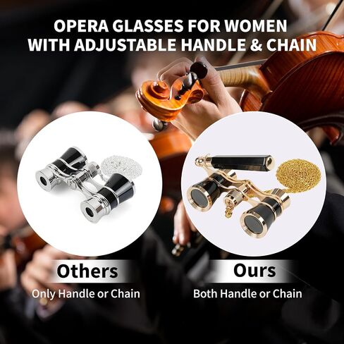3X25 Opera Glasses Binoculars Compact with Adjustable Handle & Chain, Portable Vintage Theater Glasses Mini Binoculars for Adults Women Kids for Music Concerts Opera Houses Cinema（White） in Saudi Arabia