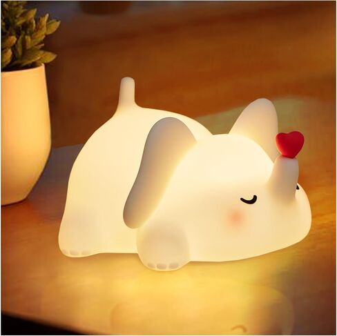 Silicone Elephant Night Light for Kids Room Dimmable Rechargeable Nursery Animal Nightlight Gifts for Women Girls Boys Room Decor 3 Level Brightness Toddler Bedroom Bedside Touch Lamp in Saudi Arabia