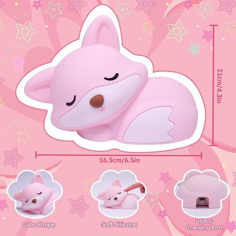 هدايا لعبة Fox Fox Night Light For Girls ، مصباح فوكس فوكس اسفنجي لطيف للهدايا ابنة ، ديكور قابلة لإعادة الشحن للحيوانات الليلية ، هدية عيد ميلاد حلوة للأطفال in Kuwait