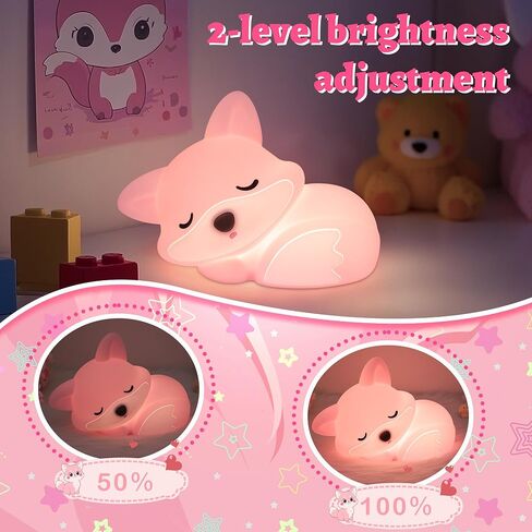 هدايا لعبة Fox Fox Night Light For Girls ، مصباح فوكس فوكس اسفنجي لطيف للهدايا ابنة ، ديكور قابلة لإعادة الشحن للحيوانات الليلية ، هدية عيد ميلاد حلوة للأطفال in Kuwait
