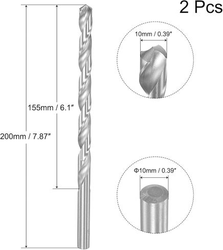 #UUS High Speed ​​Steel Extended Twist Drill Bits 10mm Drill Dia 200mm طول 2 PCS in Saudi Arabia
