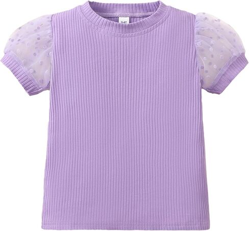 Magic Park 1-6y Baby Girl Thirts Therts Toddler Puff Sleeve Blouse Kids Knit Tee Girls Told Tops Daptal Tops in Saudi Arabia