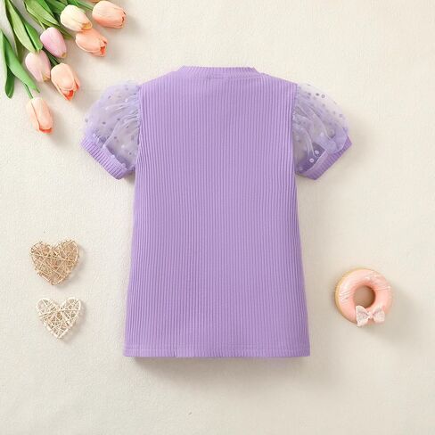 Magic Park 1-6y Baby Girl Thirts Therts Toddler Puff Sleeve Blouse Kids Knit Tee Girls Told Tops Daptal Tops in Saudi Arabia