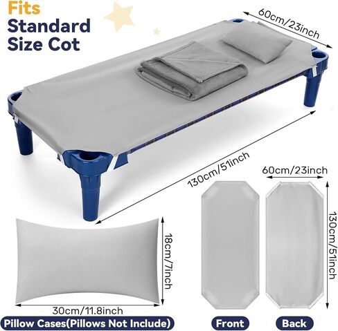 Shihanee 10 Sets Kids Daycare Cot Bedding Sets Toddler Cot Sheet 23" x 51" with 40''x 48'' Nap Blanket and 11''x 7'' Pillow Cover for Daycare, Breathable Nap Sheet with Elastic Corner Strap in Saudi Arabia