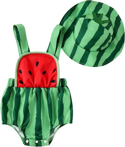 One opening Watermelon Pineapple Style Baby Bodysuit Straps Backless Newborn Boy Girl Romper Jumpsuit Infant Summer Clothes in Kuwait