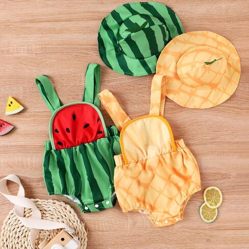 One opening Watermelon Pineapple Style Baby Bodysuit Straps Backless Newborn Boy Girl Romper Jumpsuit Infant Summer Clothes in Kuwait