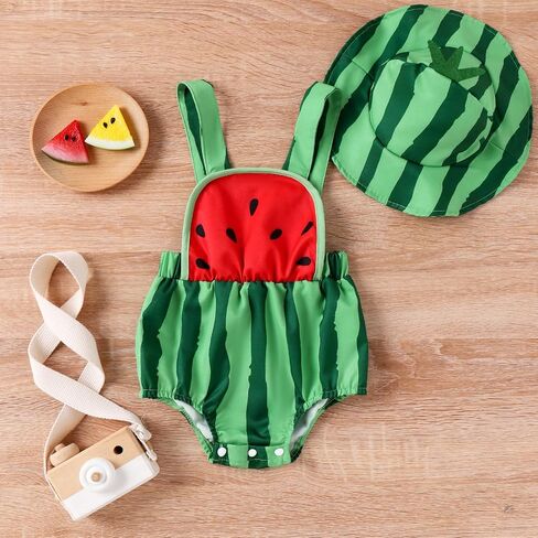 One opening Watermelon Pineapple Style Baby Bodysuit Straps Backless Newborn Boy Girl Romper Jumpsuit Infant Summer Clothes in Kuwait