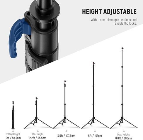 Neewer Photography Light Stand 1.8-6.6ft/56-200cm مع رأس الكرة 1/4 "المسمار ، Max Load 8.8lb/4kg STUTION STUDIO STUDIO TRIPOD ، حامل فيديو للهاتف لكاميرا STOFBOX SOFTBOX in Saudi Arabia