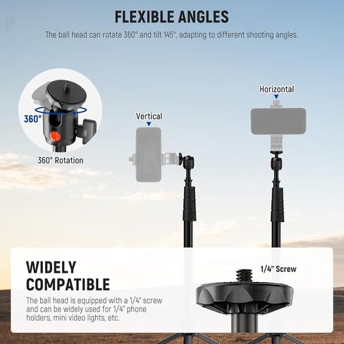 Neewer Photography Light Stand 1.8-6.6ft/56-200cm مع رأس الكرة 1/4 "المسمار ، Max Load 8.8lb/4kg STUTION STUDIO STUDIO TRIPOD ، حامل فيديو للهاتف لكاميرا STOFBOX SOFTBOX in Saudi Arabia