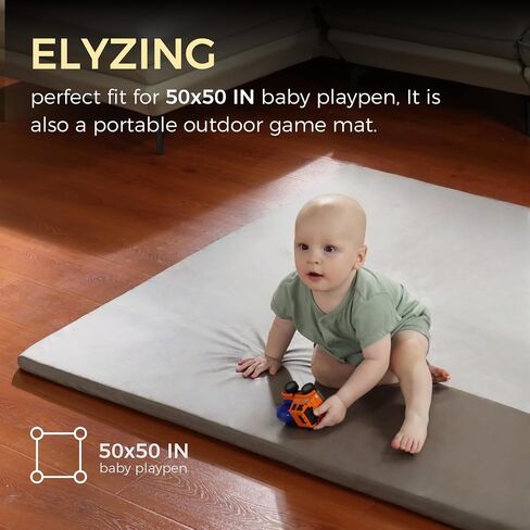 [elyzing] رفوة لعب الطفل 50 × 50 بوصة مع حزام تخزين-حصيرة أرضية مبطنة للأطفال in Saudi Arabia