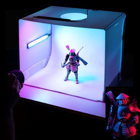 Light Box Photography - 16"x13" Portable Shooting Tent with 7 Colors Magnetic LED Light & 2 Backdrops for Jewelry Watches Cosmetics Food Toy Model Photography in Saudi Arabia