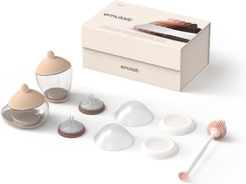 Baby Bottle Starter Kit Includes 2 Bottles 2 Nipples 2 Caps 2 Lids 2 Responsive Flow Valves, Cleaning Brush - Medium - Shape 3-RFV in Kuwait