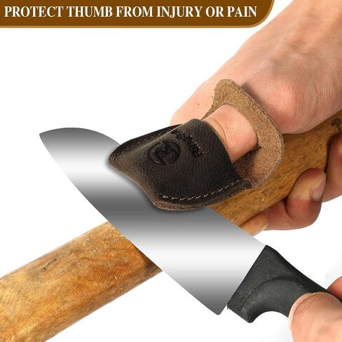 Ringsun Thumb Guard Wood Carving Tools, Leather Finger Protector, Handmade Carpenter Working Carving Kit Accessories Brown RS40 in Kuwait