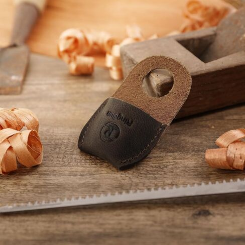 Ringsun Thumb Guard Wood Carving Tools, Leather Finger Protector, Handmade Carpenter Working Carving Kit Accessories Brown RS40 in Kuwait