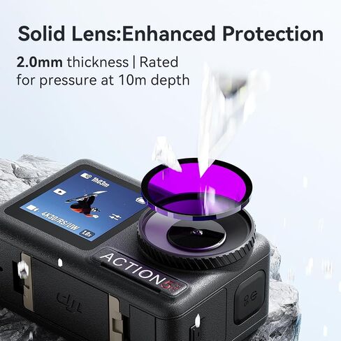 مرشح مرشح الغوص/مرشح مقاوم للماء لـ DJI Osmo Action 5 Pro/Action 4/Action 3 Camera ، غطاء واقعي للعدسة للغطس الرياضات المائية （Red/Red/Purple） in Saudi Arabia