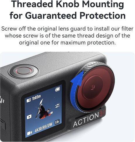 مرشح مرشح الغوص/مرشح مقاوم للماء لـ DJI Osmo Action 5 Pro/Action 4/Action 3 Camera ، غطاء واقعي للعدسة للغطس الرياضات المائية （Red/Red/Purple） in Saudi Arabia