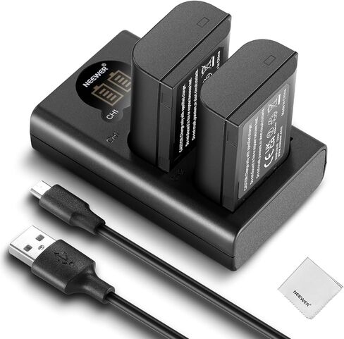NEEWER DMW-BLK22 Replacement Battery & Charger Set, 2Pcs 2400mAh Battery, Dual Channel USB Charger, Cleaning Cloth, Compatible with Panasonic Lumix DC-S5 DC-S5II DC-S5IIX GH5 II GH6 S5II S5M2 Cameras in Saudi Arabia