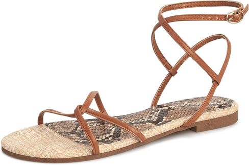 Women's Flat Sandals Strappy Open Round Toe Lace Up Shoes with Adjustable Ankle Strap for Summer in Saudi Arabia