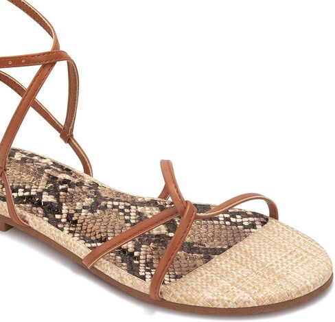 Women's Flat Sandals Strappy Open Round Toe Lace Up Shoes with Adjustable Ankle Strap for Summer in Saudi Arabia