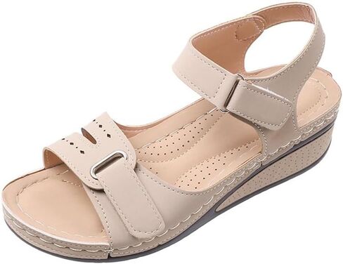 Women's Summer Sandals With Adjustable Hook & Loop Straps, Comfortable Lightweight Open Toe Casual Shoes - Breathable for Indoor & Outdoor Use in Saudi Arabia