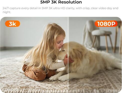 3K PAN/TILT IDEROOR CAMERA FOR Home ، 360 ° Dog Camera w/Motion Detection ، Google TV ، لا توجد رسوم شهرية ، 2.4 جم/5 جرام ، الرؤية الليلية ، الصوت ثنائي الاتجاه ، تتبع السيارات ، كاميرات الأمان لمراقبة الطفل/الحيوانات الأليفة in Kuwait