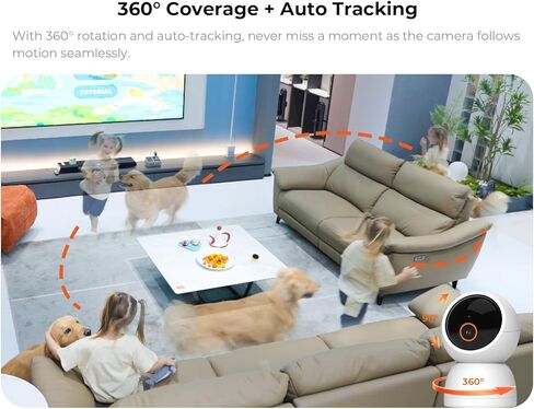 3K PAN/TILT IDEROOR CAMERA FOR Home ، 360 ° Dog Camera w/Motion Detection ، Google TV ، لا توجد رسوم شهرية ، 2.4 جم/5 جرام ، الرؤية الليلية ، الصوت ثنائي الاتجاه ، تتبع السيارات ، كاميرات الأمان لمراقبة الطفل/الحيوانات الأليفة in Kuwait