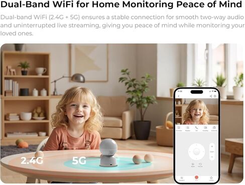 3K PAN/TILT IDEROOR CAMERA FOR Home ، 360 ° Dog Camera w/Motion Detection ، Google TV ، لا توجد رسوم شهرية ، 2.4 جم/5 جرام ، الرؤية الليلية ، الصوت ثنائي الاتجاه ، تتبع السيارات ، كاميرات الأمان لمراقبة الطفل/الحيوانات الأليفة in Kuwait