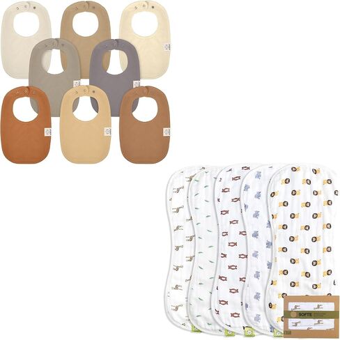 KeaBabies 8-Pack Baby Bibs for Girls & Boys and 5-Pack Muslin Burp Cloths Baby Boy, Girl - Teething Baby Bibs for Boy, Girl - Cotton Burp Cloth - Newborn Bibs in Saudi Arabia