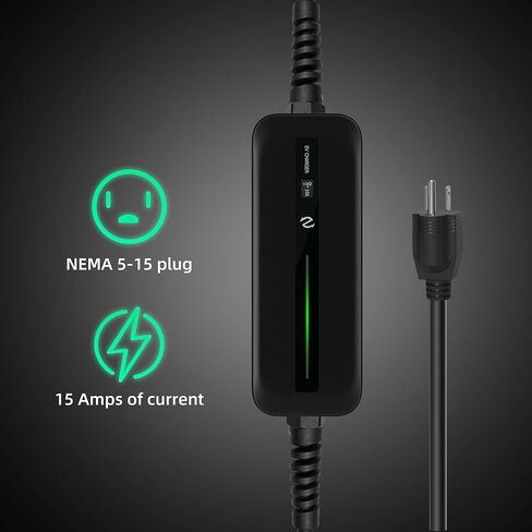 15A EV شاحن المستوى 1-2 NEMA5-15P ev كابل شحن 100V-120V محمول EVSE SAE J1772 التوصيل محطة شحن السيارة الكهربائية المنزلية متوافقة مع جميع سيارات EV 6 متر (20 قدم) in Kuwait