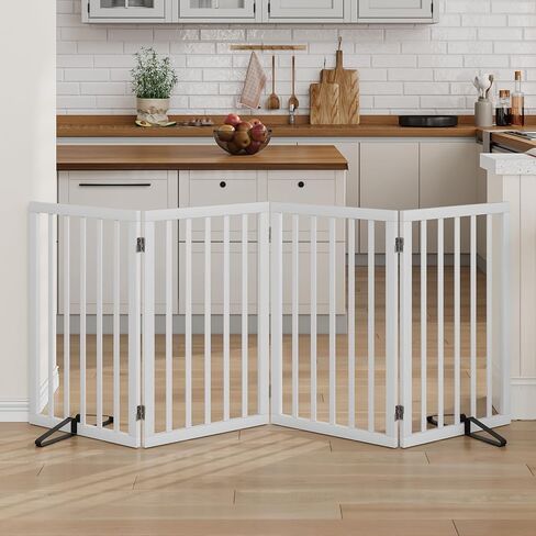 Dog Gate 32" Tall Freestanding Dog Gate for Doorways Foldable Pet Gate for Dogs Indoor (White,3 Panel) in Saudi Arabia