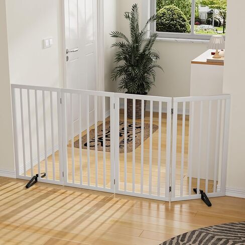 Dog Gate 32" Tall Freestanding Dog Gate for Doorways Foldable Pet Gate for Dogs Indoor (White,3 Panel) in Saudi Arabia