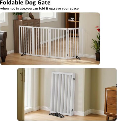 Dog Gate 32" Tall Freestanding Dog Gate for Doorways Foldable Pet Gate for Dogs Indoor (White,3 Panel) in Saudi Arabia