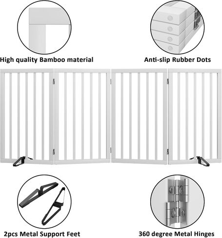 Dog Gate 32" Tall Freestanding Dog Gate for Doorways Foldable Pet Gate for Dogs Indoor (White,3 Panel) in Saudi Arabia