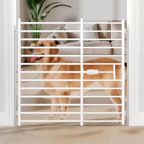 Malier Quick and Easy Setup and Removal Metal Baby Gate للأطفال والحيوانات الأليفة ، بوابة الكلاب ذات الضغط الطويل القديم 24 '' 29.5 "- 45" بوابة الكلب الداخلي القابلة للتوسيع القابلة للتوسيع للمدخل (أبيض ، 24''H) in Kuwait
