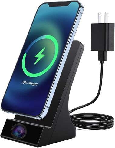 LIZVIE Hidden Camera Phone Charger with Spy Lens, 24/7 Night Vision, Wireless Charger Hidden Camera Indoor, Motion Detection/APP Control, Supports 64GB SD Card. in Saudi Arabia