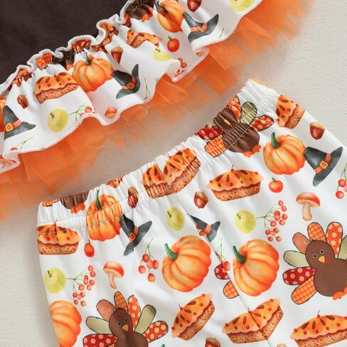 Kids Toddler Girl Halloween Outfit Plaid Pumpkin T-Shirts Pullover Sweatshirt Tops Flare Pants Set Fall Clothes in Kuwait
