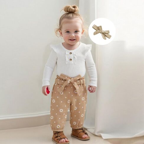 Kaipiclos Newborn Baby Girl Clothes Little Sister Outfit Long Sleeves Romper Pants Baby Clothes for Girls 0 3 6 12 18 Months in Kuwait