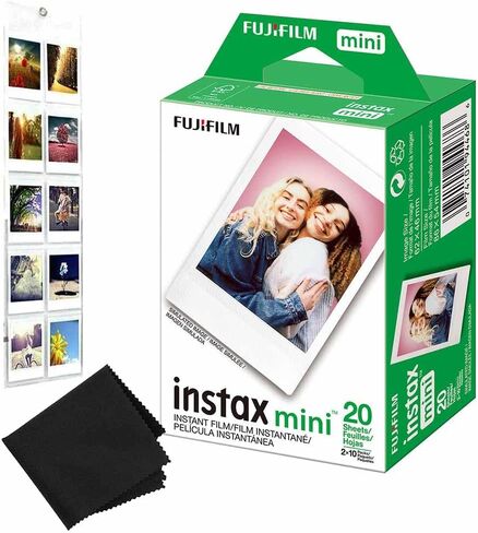 Fujifilm Instax Mini Camera Film: 20 Shorts Total ، (10 Sheets x 2) - شملت ألبوم صور معلقة لـ 10 صور وقماش ميكروفيس مميز لجودة صورة مثالية in Saudi Arabia