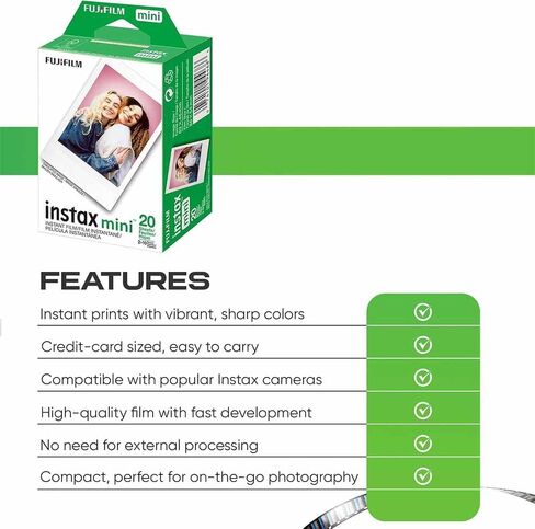 Fujifilm Instax Mini Camera Film: 20 Shorts Total ، (10 Sheets x 2) - شملت ألبوم صور معلقة لـ 10 صور وقماش ميكروفيس مميز لجودة صورة مثالية in Saudi Arabia