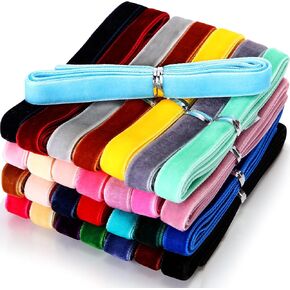 60 Yards Velvet Ribbon Spool Single Face Ribbon 30 Assorted Colors Velvet Ribbon for Package Wrapping Hair Bow Clip Accessory Wedding Decoration DIY Craft (3/8 Inch) in Kuwait