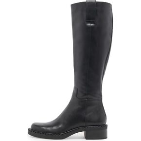 KaroNairy Women Knee High Boots Faux Leather Long Boots Low Chunky Heel Square Toe Side Zipper Fall Tall Boots in Saudi Arabia