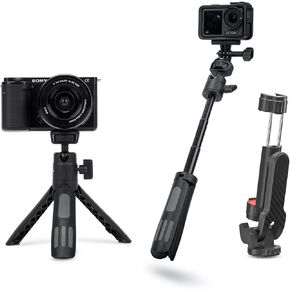 Portable Cell Phone Tripods & Desktop Tripod & Extendable Selfie Stick (18-45cm), 360° Phone Clip & Cold Shoe Mounts - for iPhone/Samsung/GoPro/DJI/Canon/Sony Cameras/Lights in Saudi Arabia